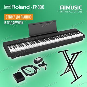 Цифровое пианино Roland FP-30X BK+S Стойка к пианино в подарок 719297600276 фото