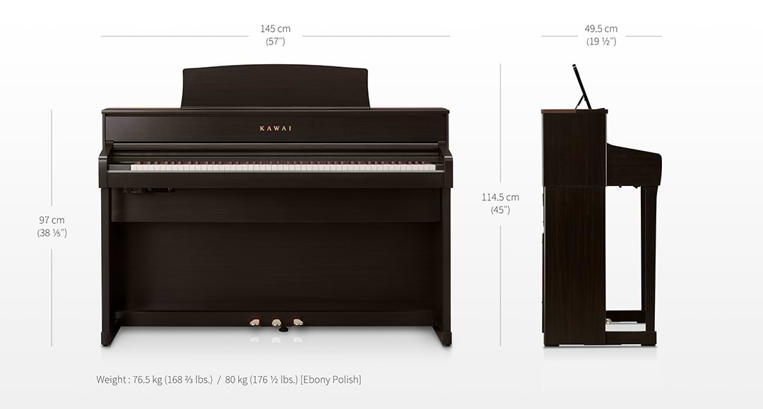 Розміри піаніно Kawai CA701